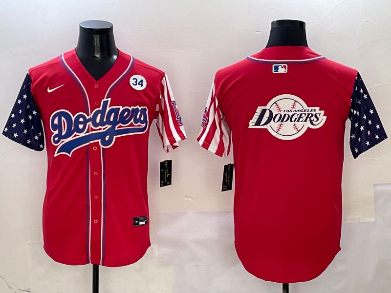Men Los Angeles Dodgers Blank Red a generation of national flags Joint name 2025 Nike MLB Jersey style 38